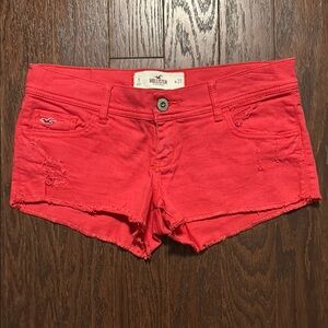 Hollister Coral Jean Shorts with Frayed Hem